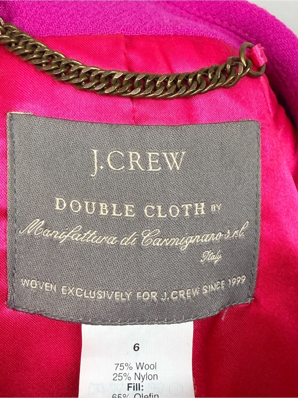 J.Crew Lady Day Coat Women’s 6 Fuchsia Pink Wool Thinsulate Double Cloth - Picture 10 of 11